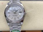 ARF Rolex Daydate 40mm 3255 Movement 210g White Face SS President Band Watch